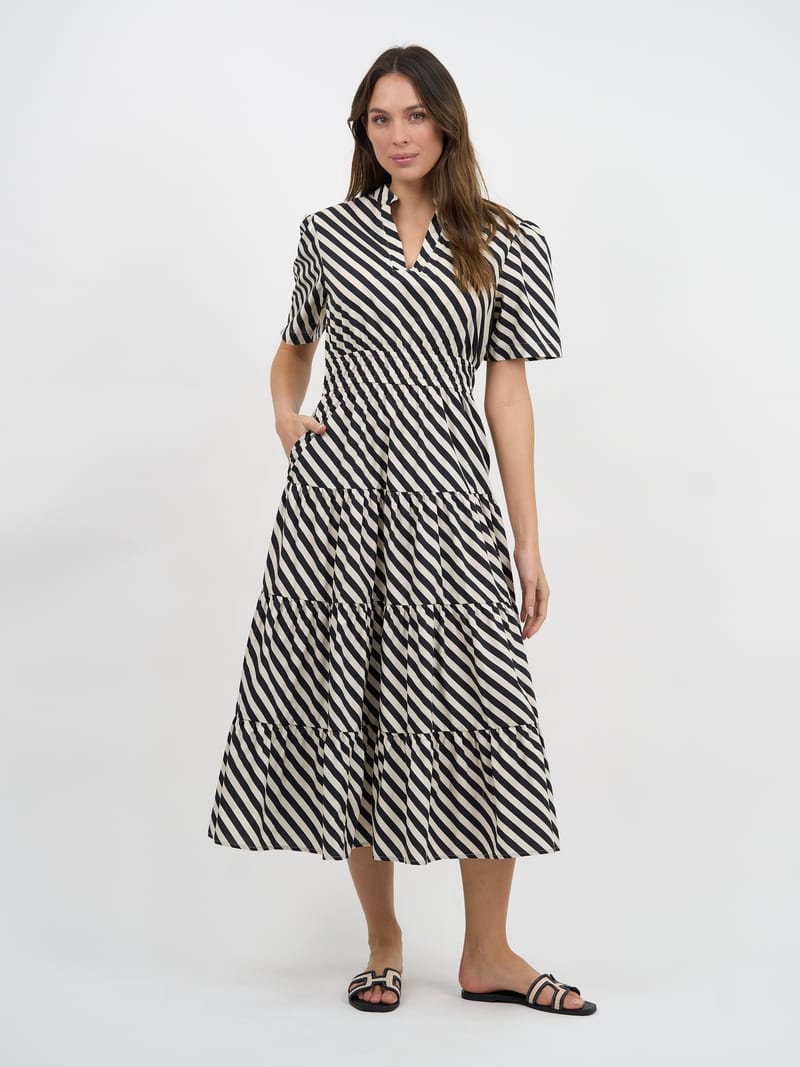 Tier Detail Dress Stripe Liberty Rose