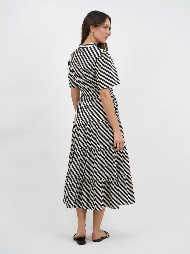 Tier Detail Dress Stripe Liberty Rose
