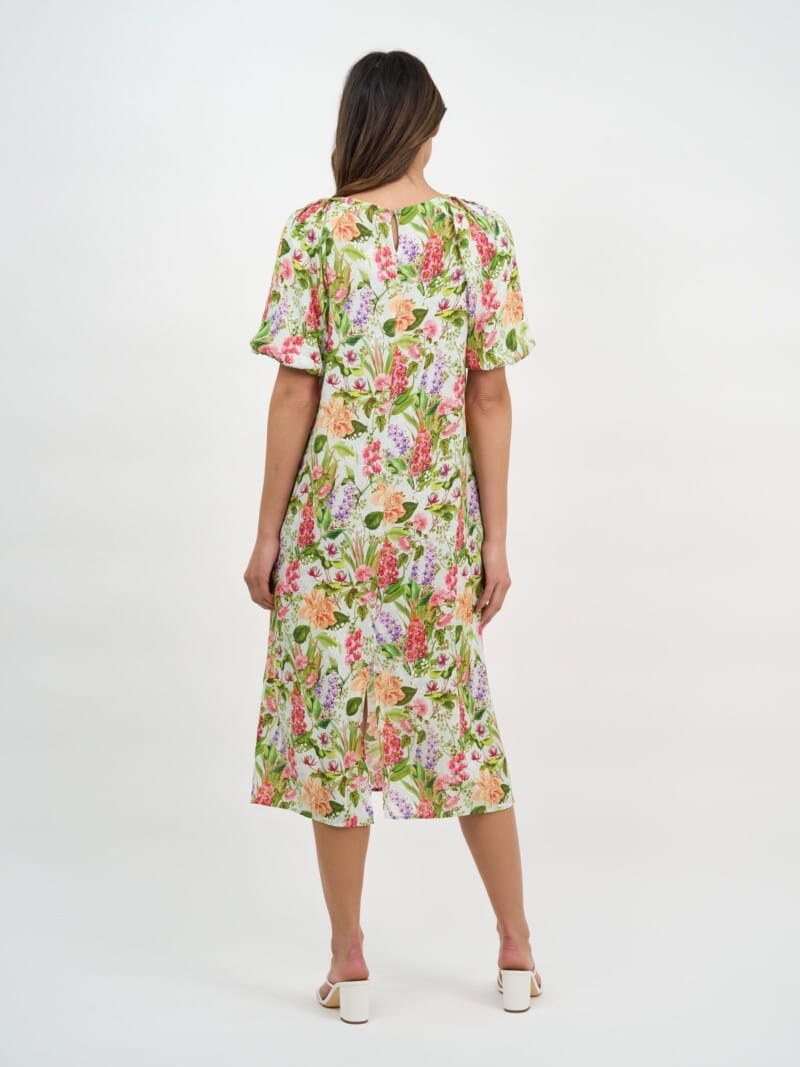 Puff Sleeve Viscose Dress Light Blue Liberty Rose