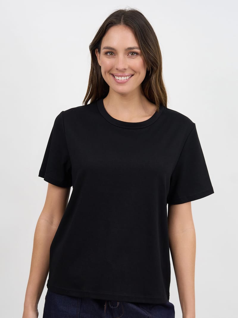 Cotton Jersey Tee Black Liberty Rose