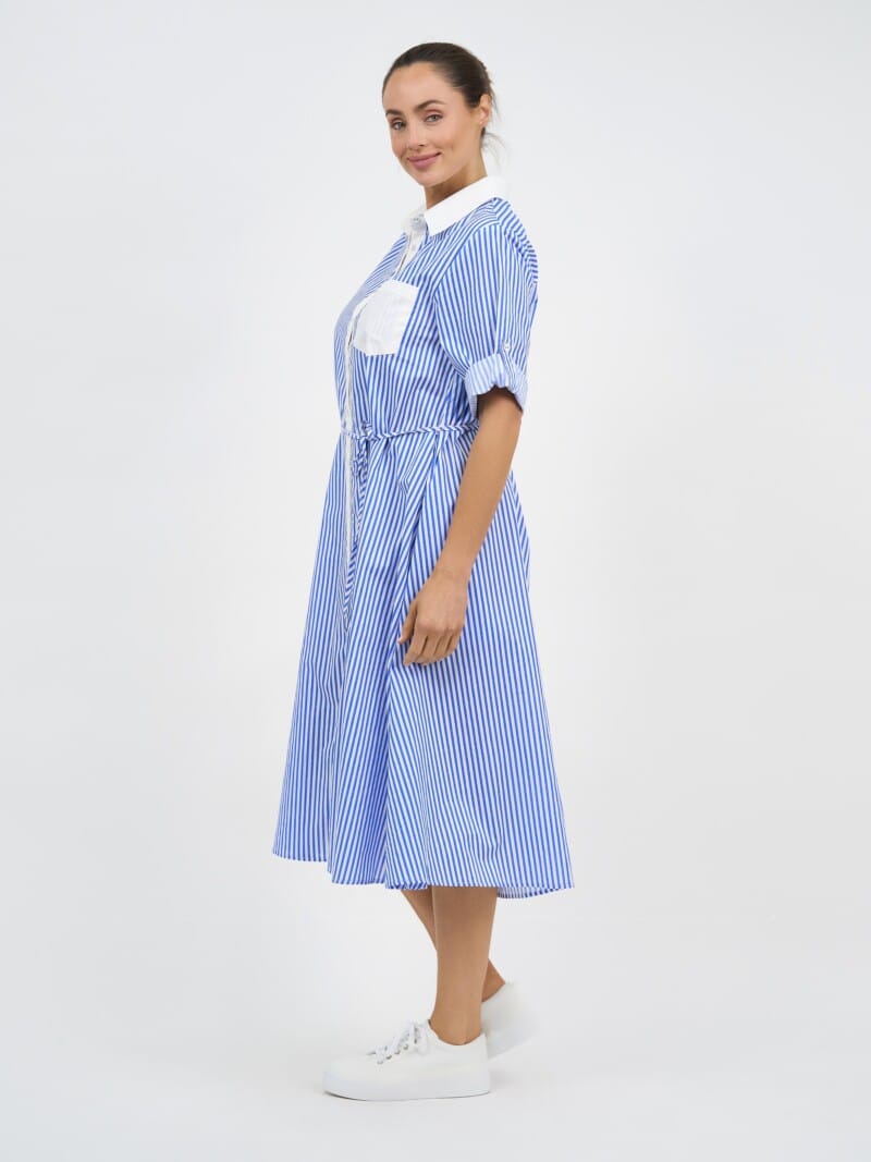 Cotton Relaxed Shirt Dress Blue Liberty Rose