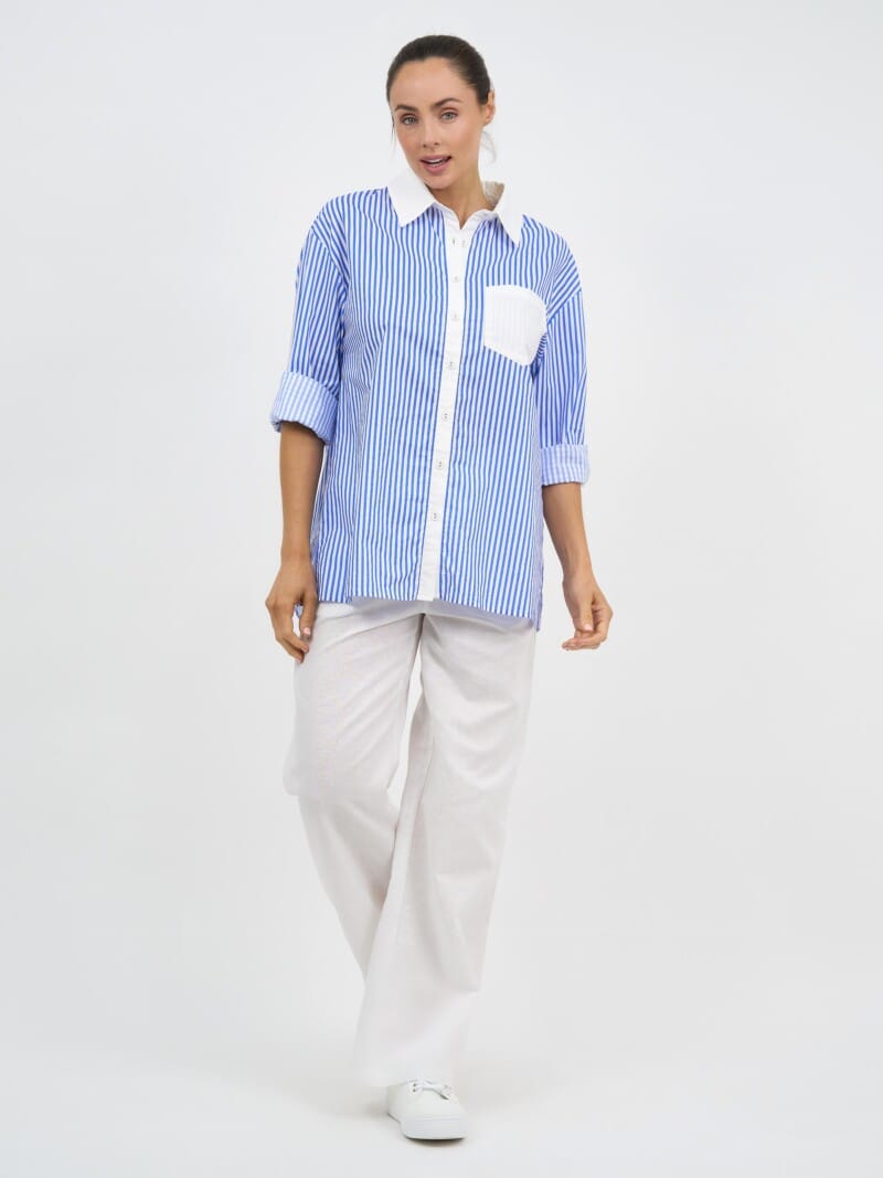 Cotton Relaxed Shirt Blue Liberty Rose