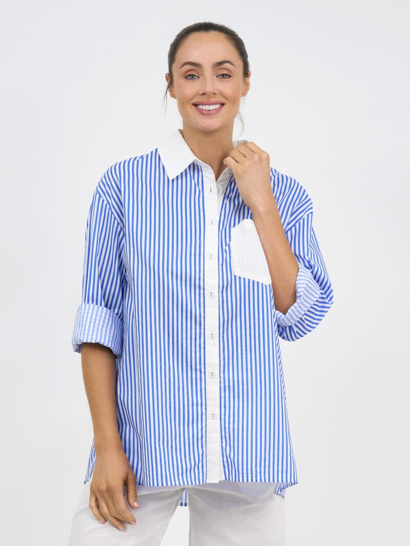 Cotton Relaxed Shirt Blue Liberty Rose