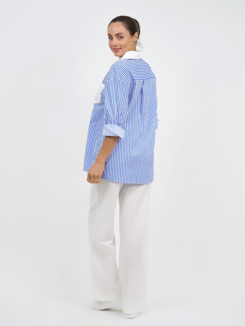 Cotton Relaxed Shirt Blue Liberty Rose