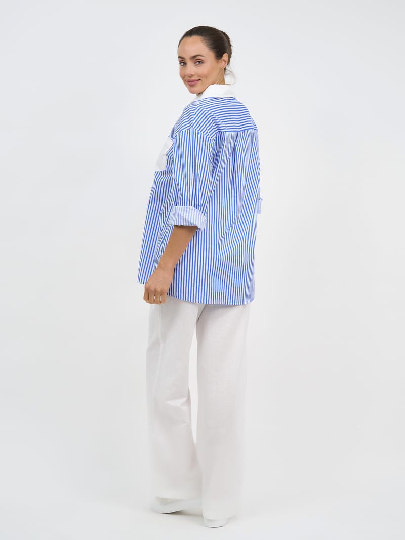Cotton Relaxed Shirt Blue Liberty Rose