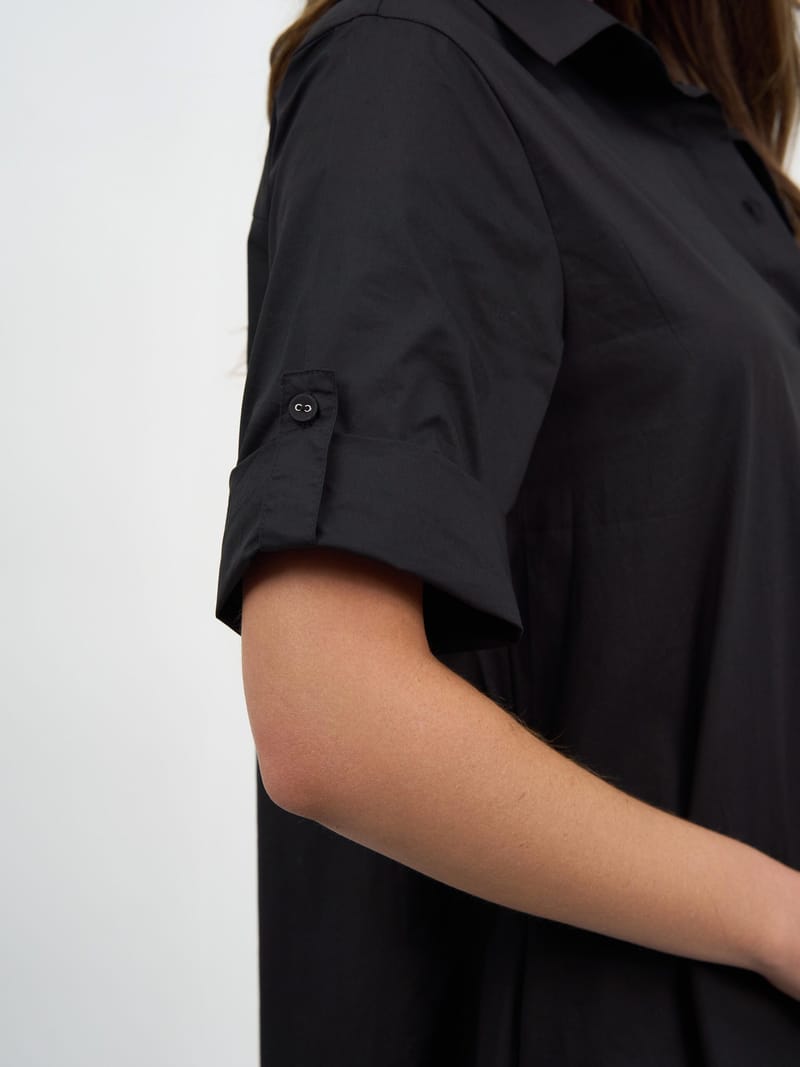 Cotton Relaxed Shirt Dress Black Liberty Rose