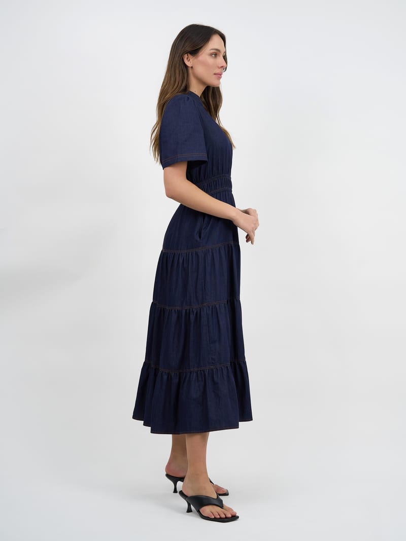 Denim Tier Detail Dress Denim Liberty Rose