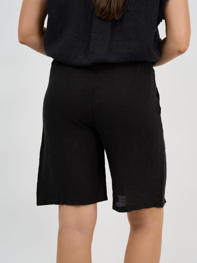 Linen Pocket Short Black La Strada