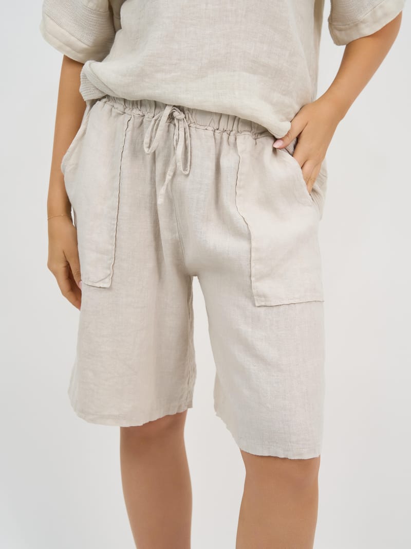 Linen Pocket Short Beige La Strada
