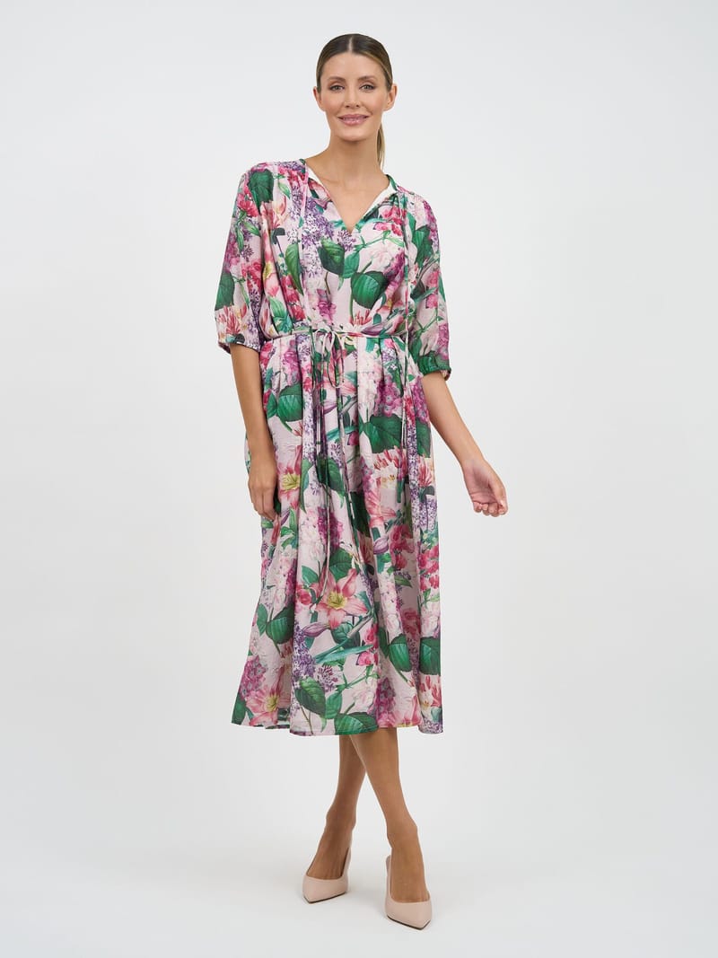 Tie Neckline Dress Pink Liberty Rose