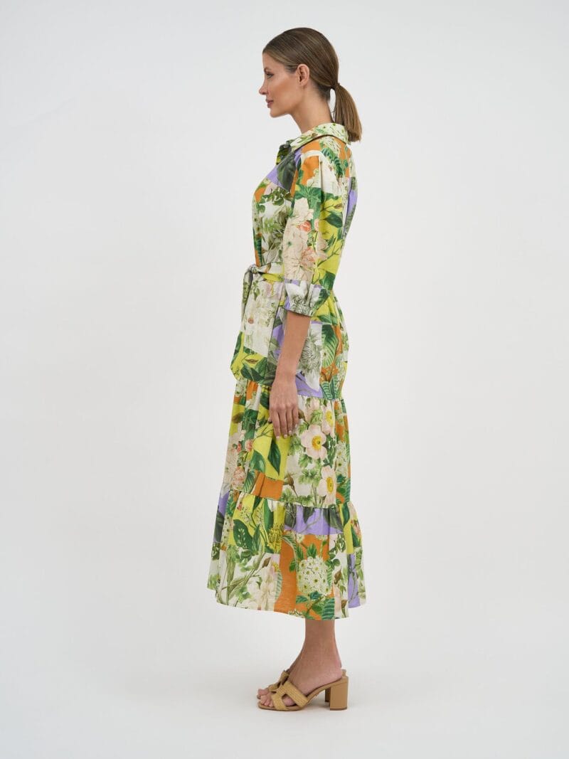 Linen Tier Shirt Dress Lemon Liberty Rose