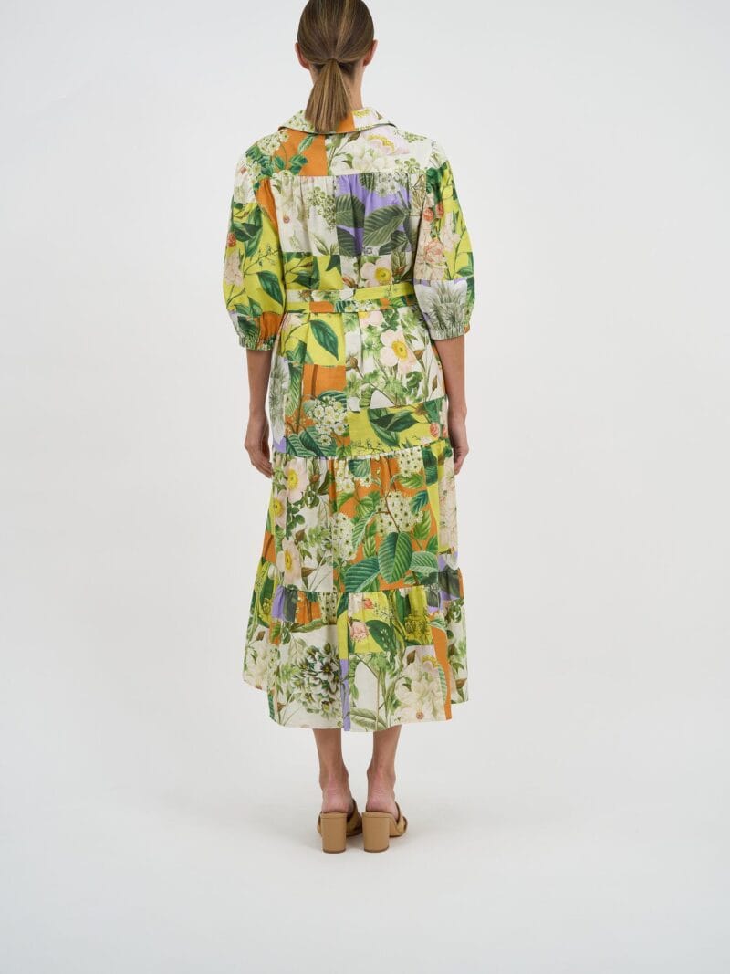 Linen Tier Shirt Dress Lemon Liberty Rose