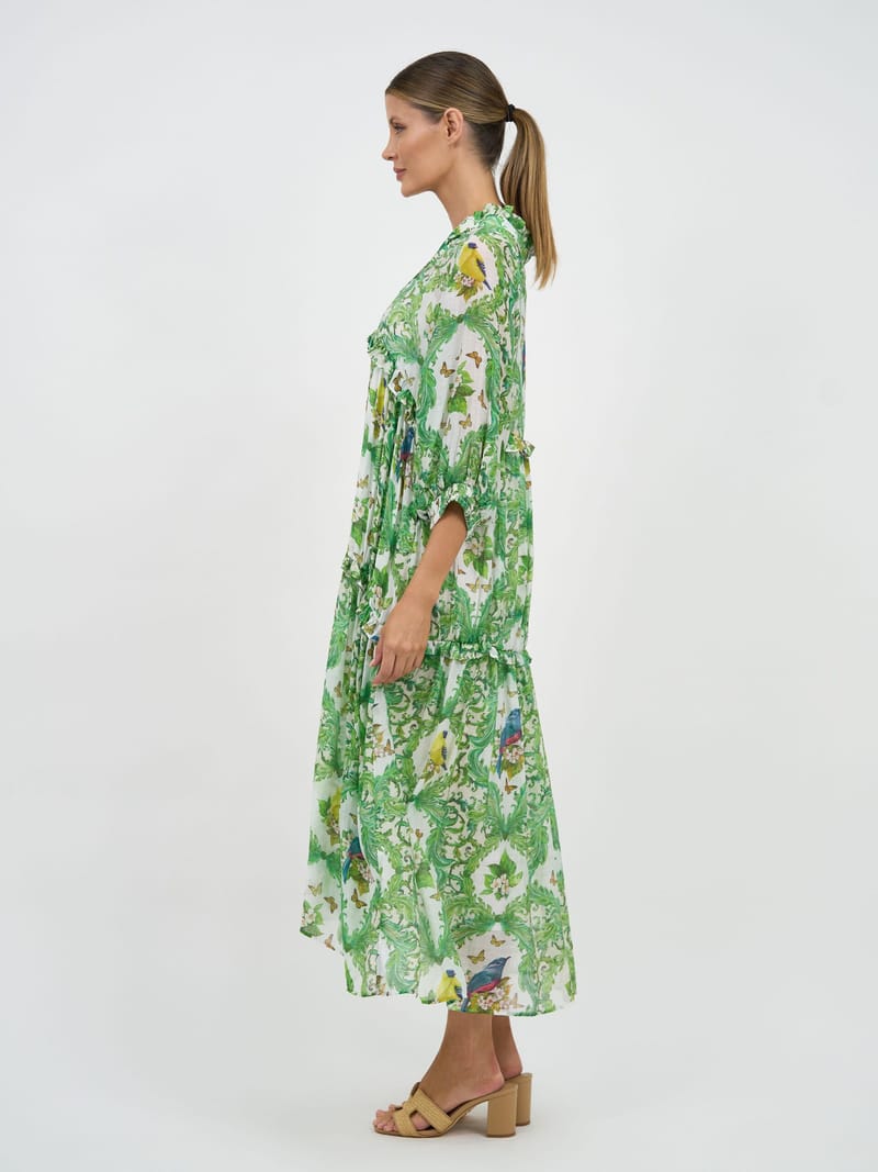 Tiered Midi Dress Green Liberty Rose