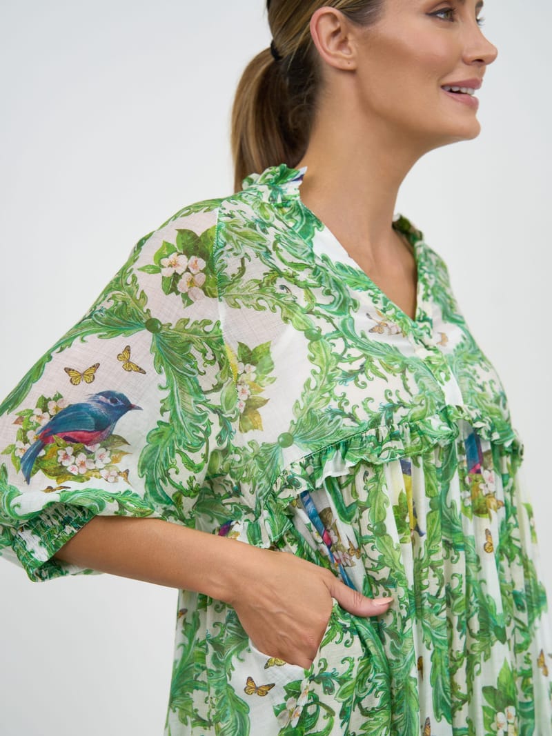 Tiered Midi Dress Green Liberty Rose