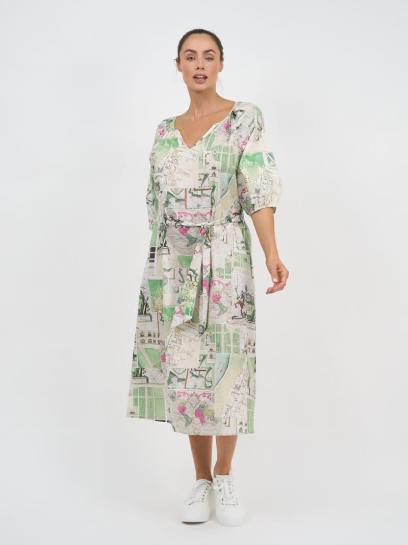 Cotton Midi Dress Natural Liberty Rose
