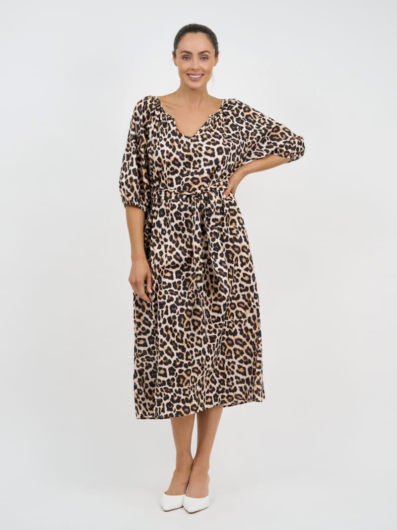 Cotton Midi Dress Natural Liberty Rose