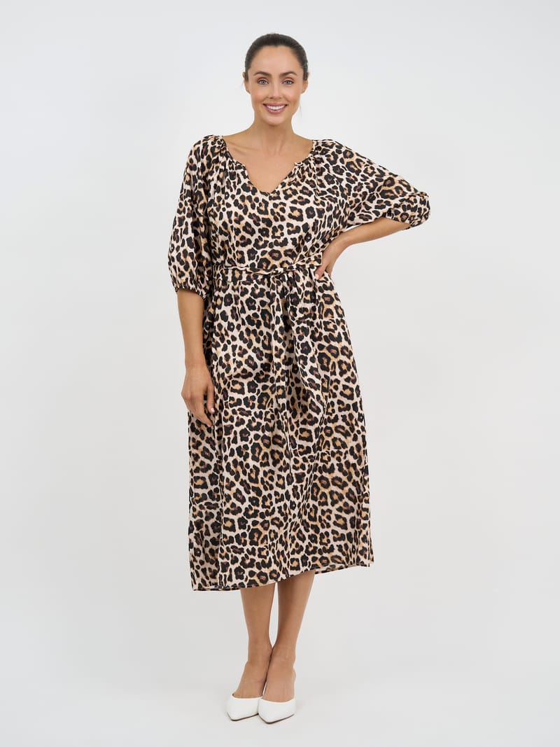 Cotton Midi Dress Natural Liberty Rose