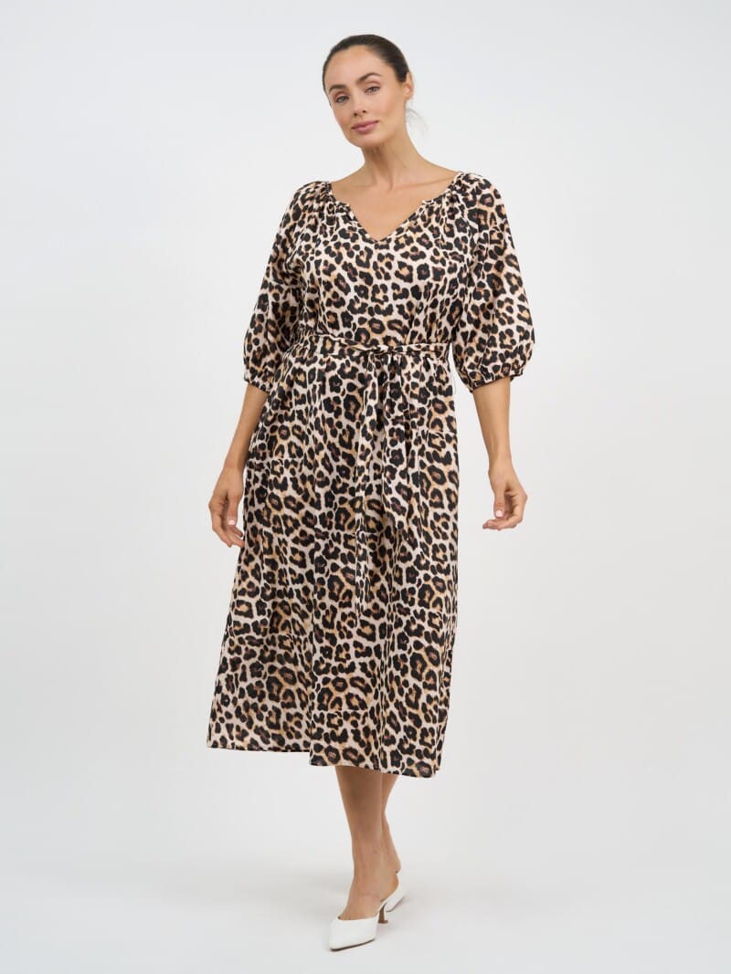 Cotton Midi Dress Natural Liberty Rose