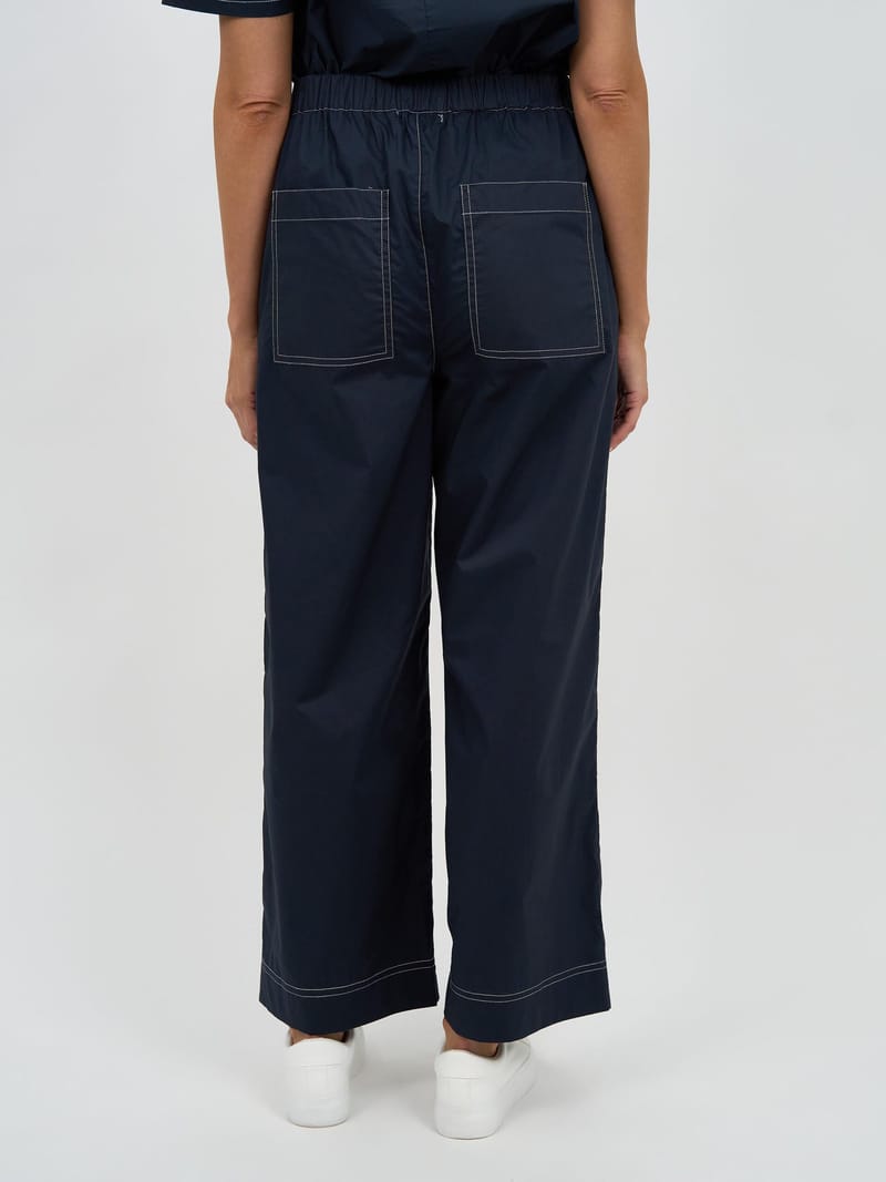 Stitch Detail Cotton Pant Navy Liberty Rose