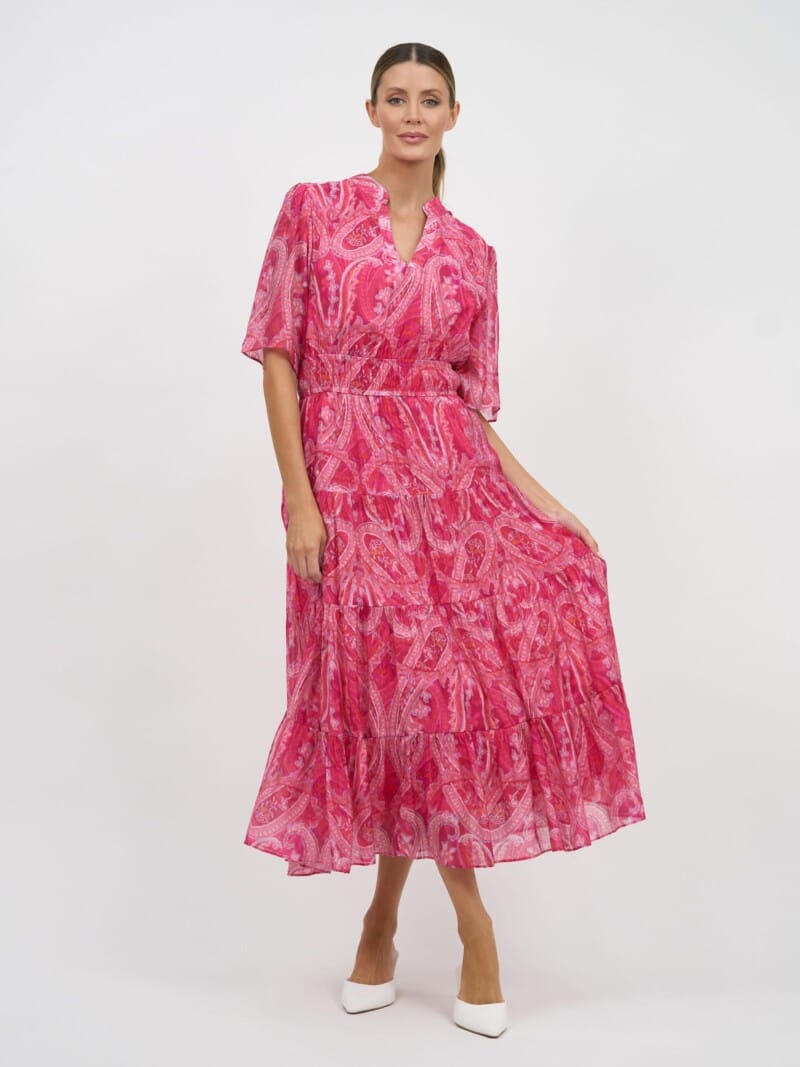Tier Detail Dress Pink Liberty Rose