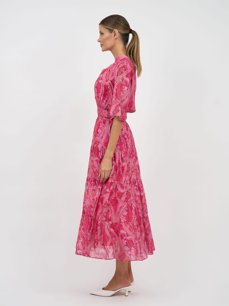 Tier Detail Dress Pink Liberty Rose