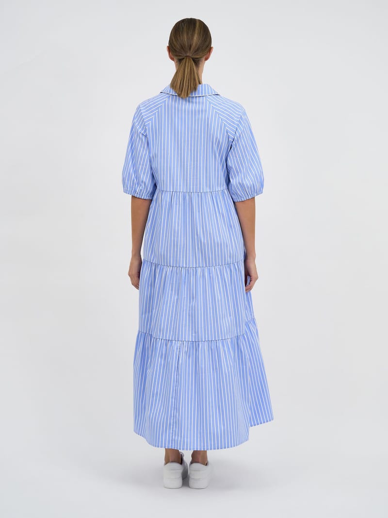 Tier Trim Detail Dress Blue Liberty Rose