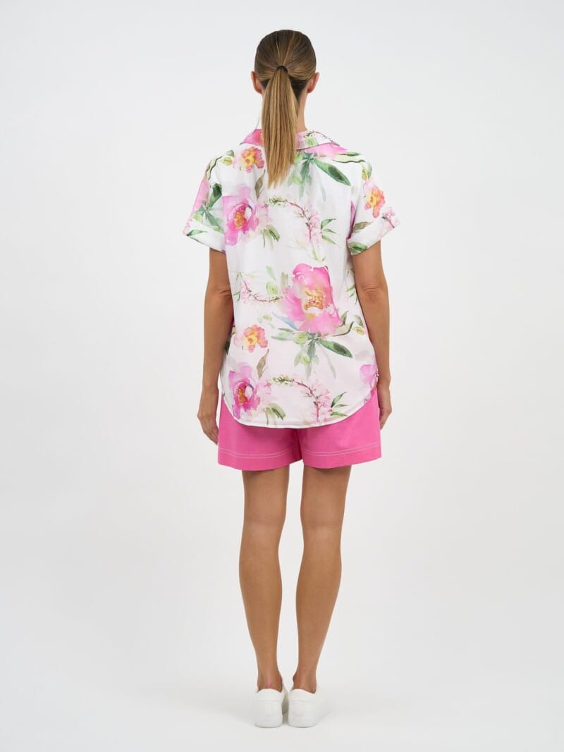 Elle Relaxed Bamboo Shirt White Liberty Rose