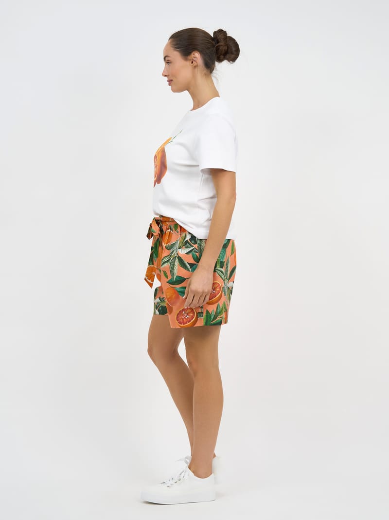 Print Cotton Tee Orange Liberty Rose