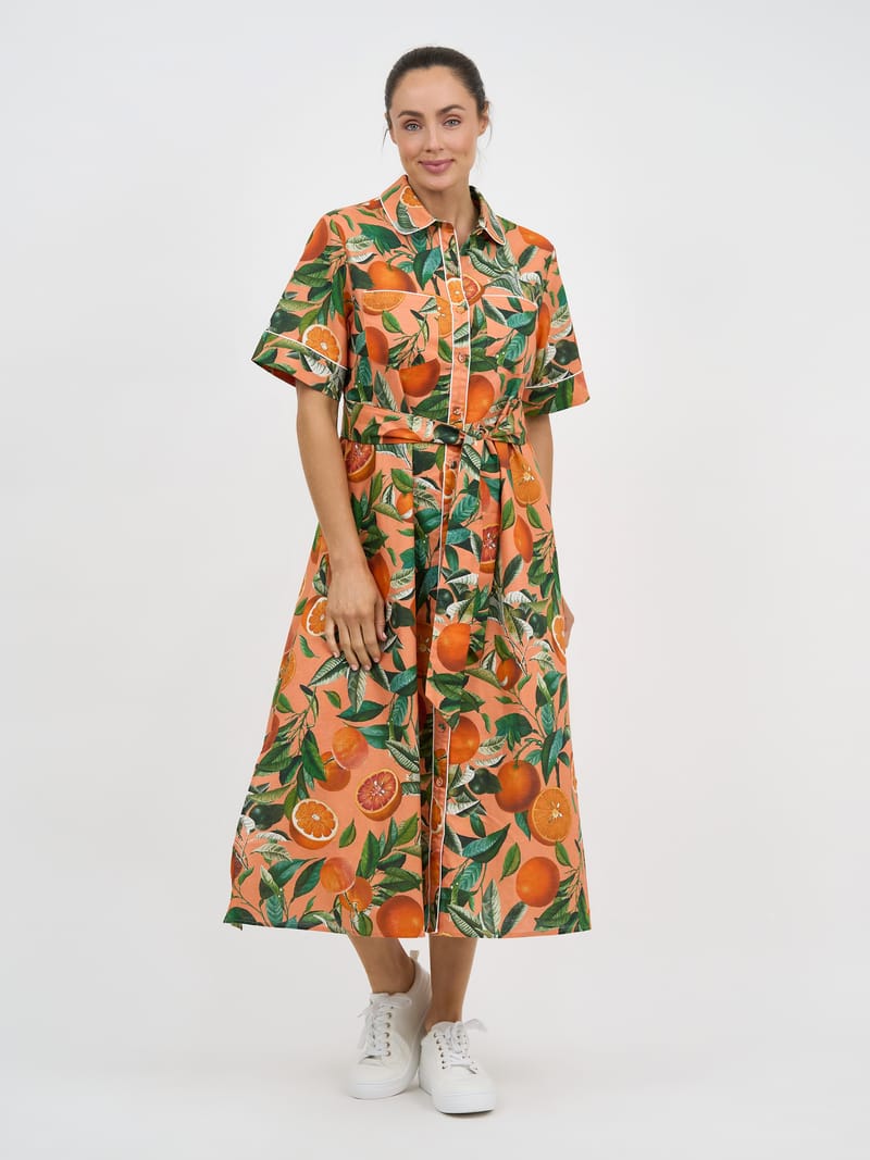 Trim Detail Shirt Dress Orange Liberty Rose