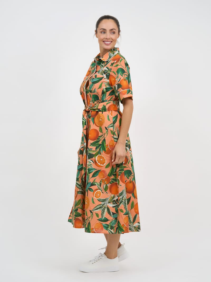 Trim Detail Shirt Dress Orange Liberty Rose