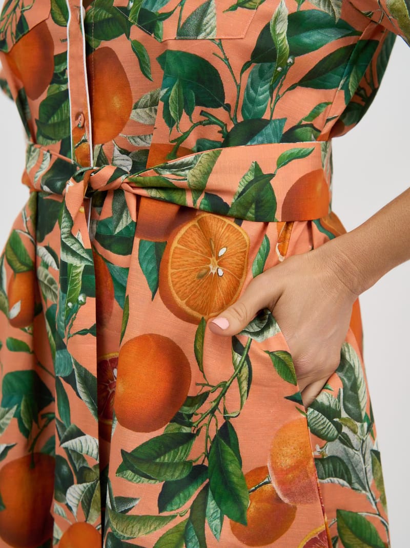Trim Detail Shirt Dress Orange Liberty Rose