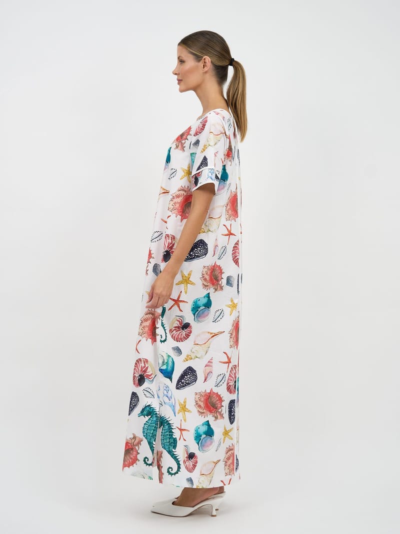 Contrast Maxi Print Dress Seahorse Liberty Rose