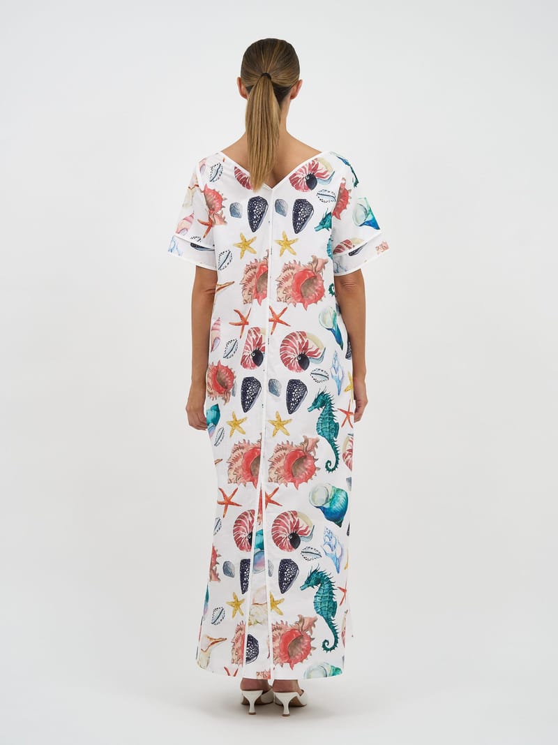 Contrast Maxi Print Dress Seahorse Liberty Rose
