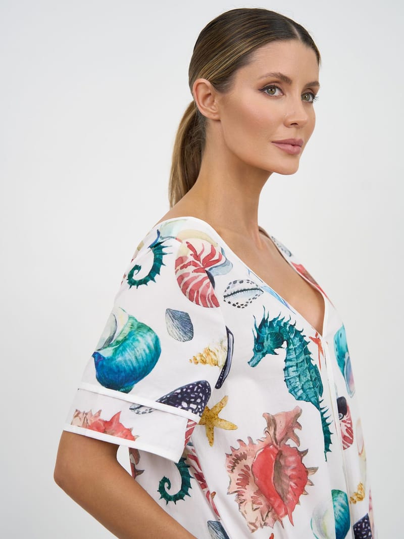 Contrast Maxi Print Dress Seahorse Liberty Rose