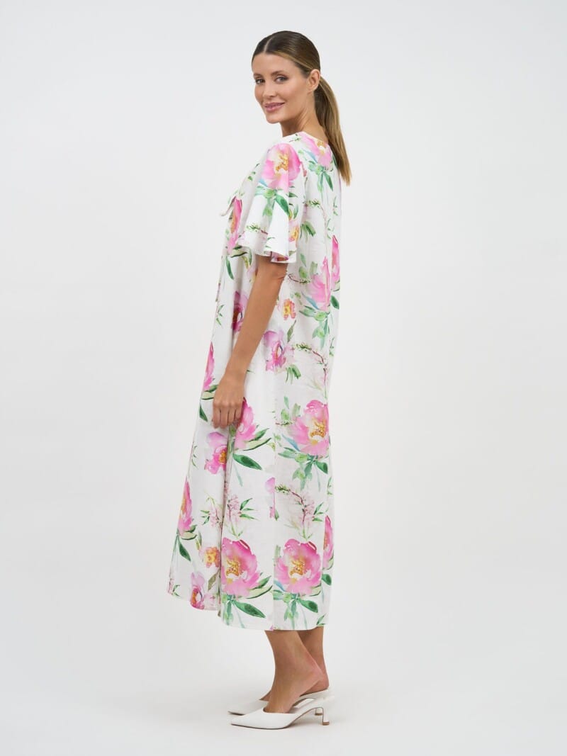 Liana Flute Sleeve Dress White Liberty Rose