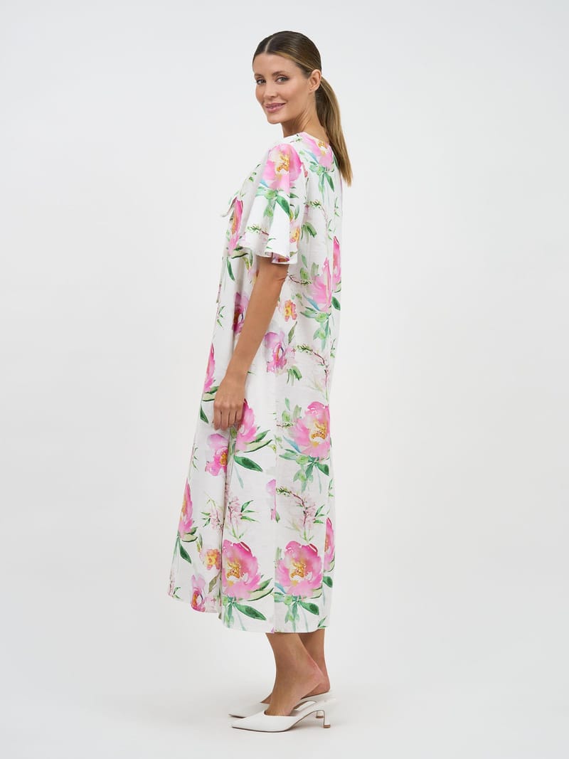 Liana Flute Sleeve Dress White Liberty Rose
