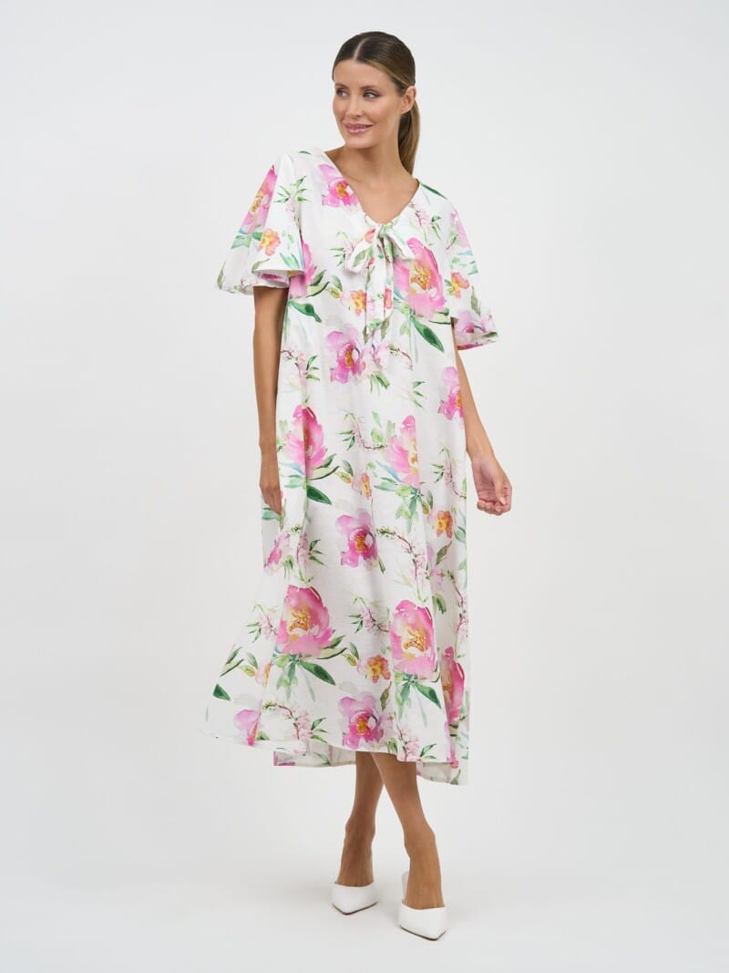 Liana Flute Sleeve Dress White Liberty Rose