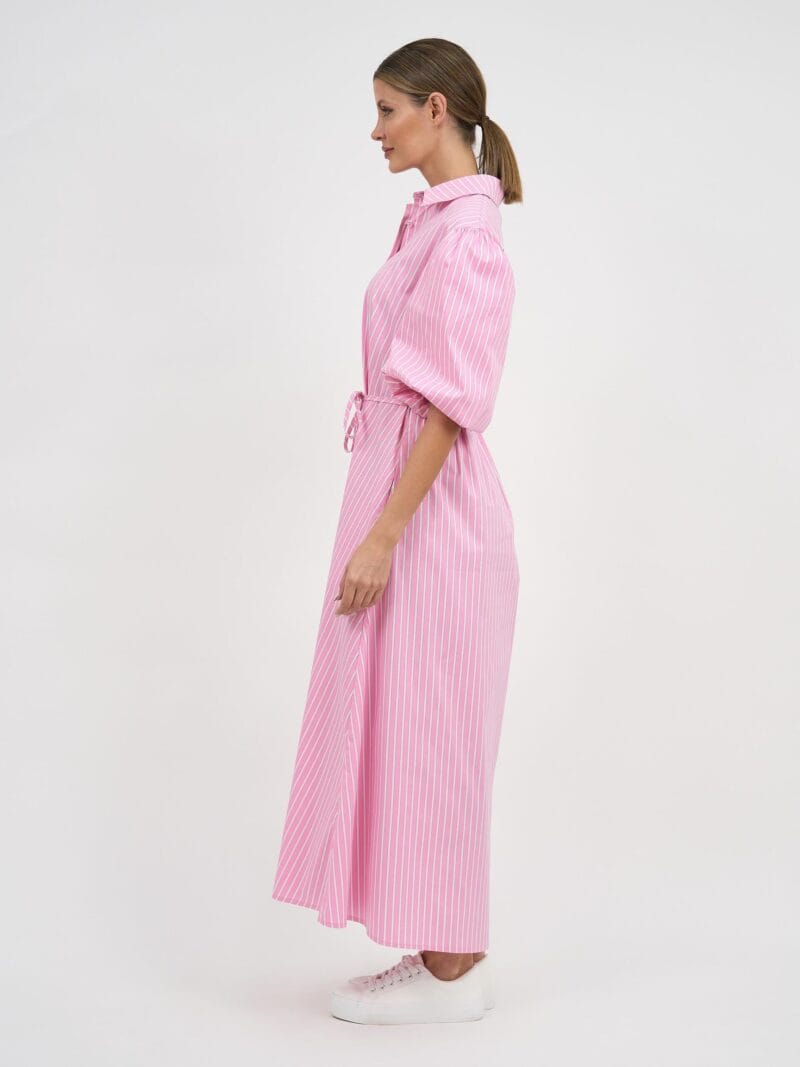 Maxi Cotton Shirt Dress Pink Liberty Rose