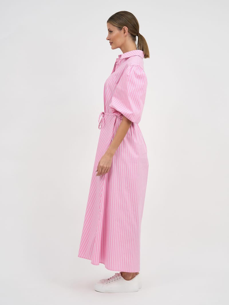 Maxi Cotton Shirt Dress Pink Liberty Rose