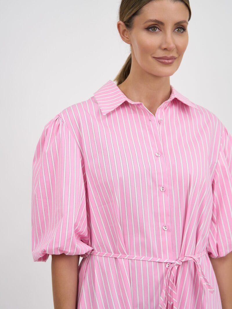 Maxi Cotton Shirt Dress Pink Liberty Rose