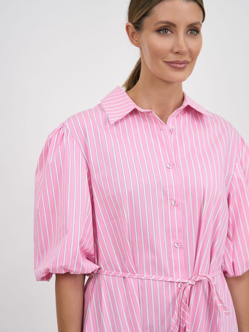 Maxi Cotton Shirt Dress Pink Liberty Rose