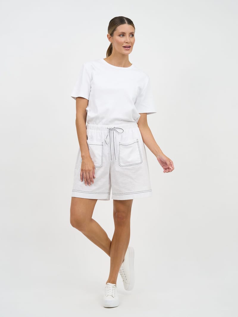 Mati Linen Pocket Short White Liberty Rose