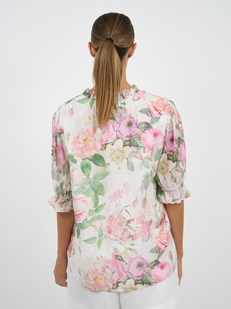 Frill Neck Tie Top Natural Liberty Rose