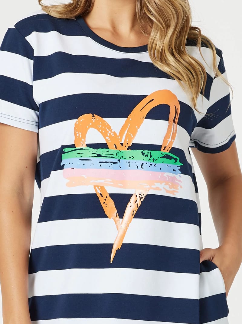 Heart Stripe Dress Orange Threadz
