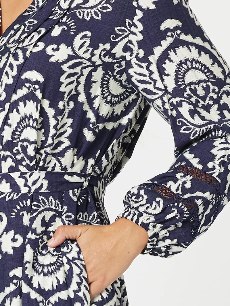Emily Button Dress Navy Threadz