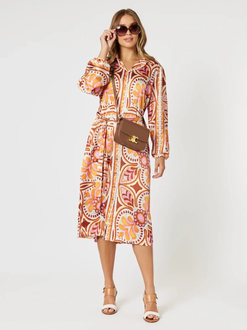 Studio Button Floral Dress Fig Threadz