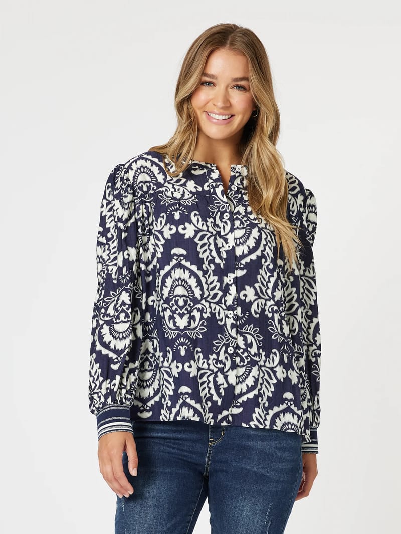 Emily Print Top Navy Threadz