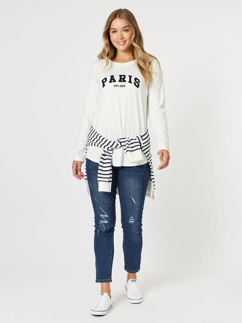 Paris Long Sleeve Tee White Threadz