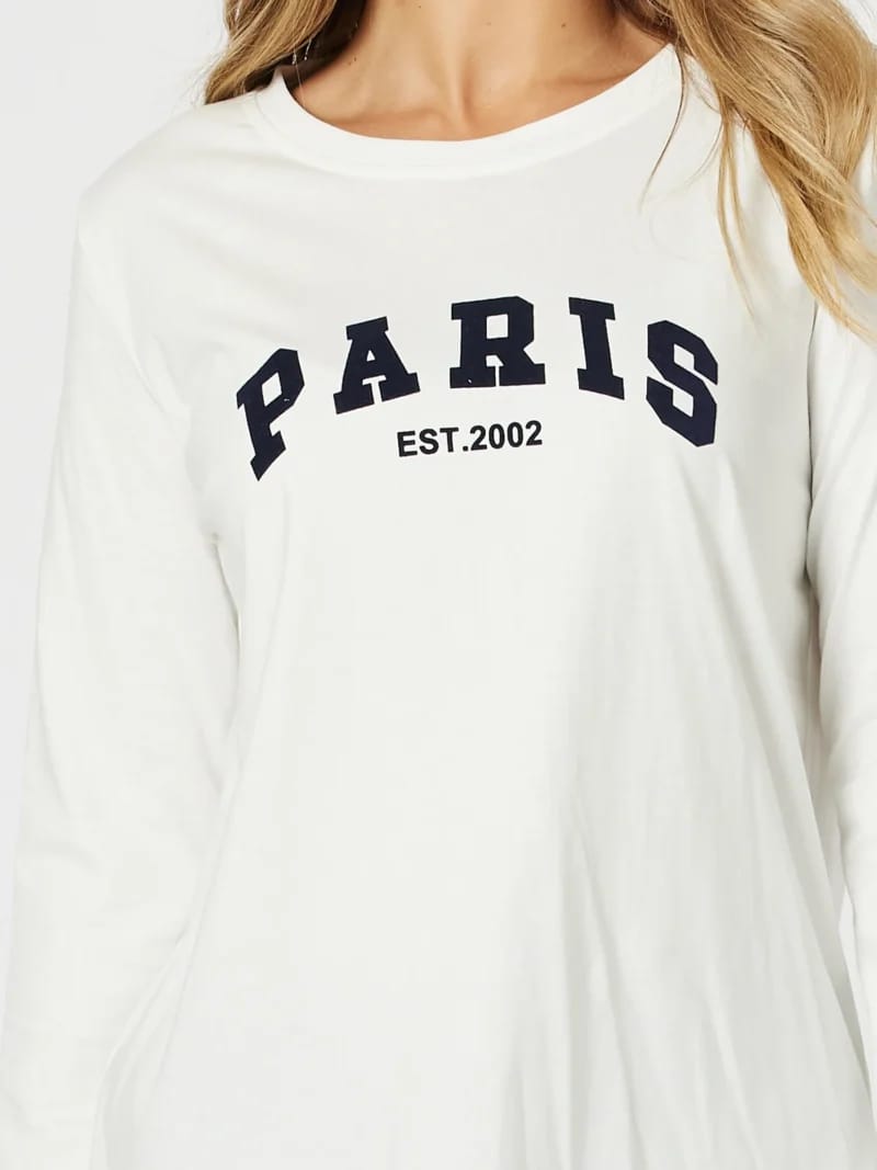 Paris Long Sleeve Tee White Threadz