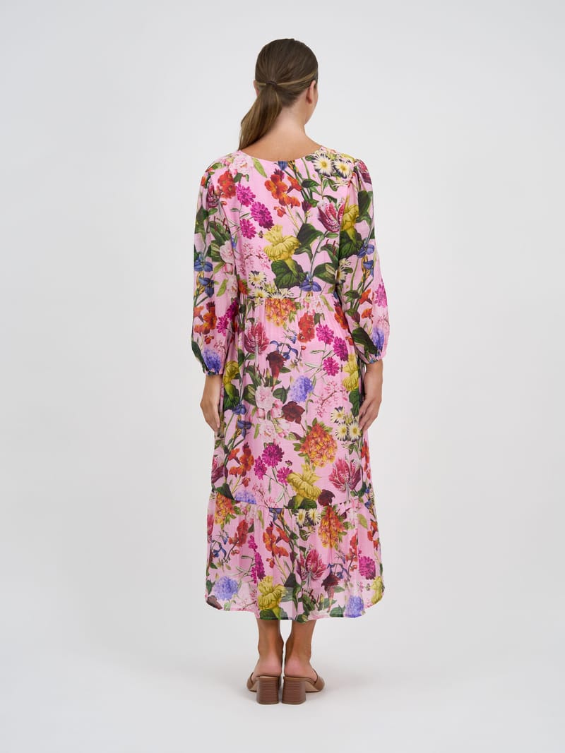 Tier V-Neck Dress Pink Liberty Rose